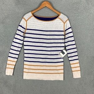 Jia Collection Colette Sweater Size Small Stripe Reversible Linen Blend NWT $335